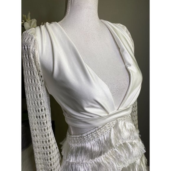 PatBO Cut-out Fringe Mini Dress White Women's Size 2 - Picture 8 of 16